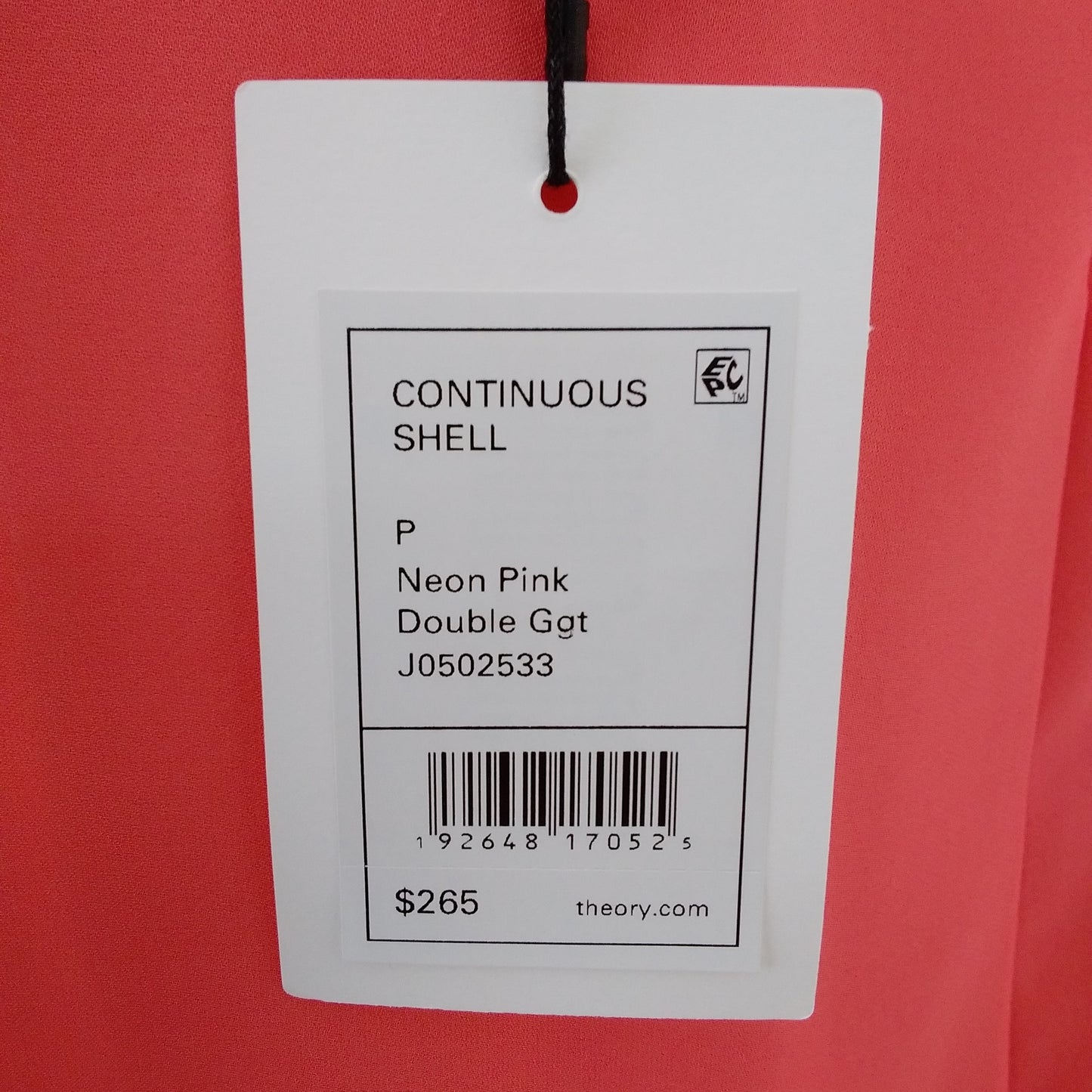NWT - Theory Women's Neon Pink Continuous Shell Silk Top - Size: P