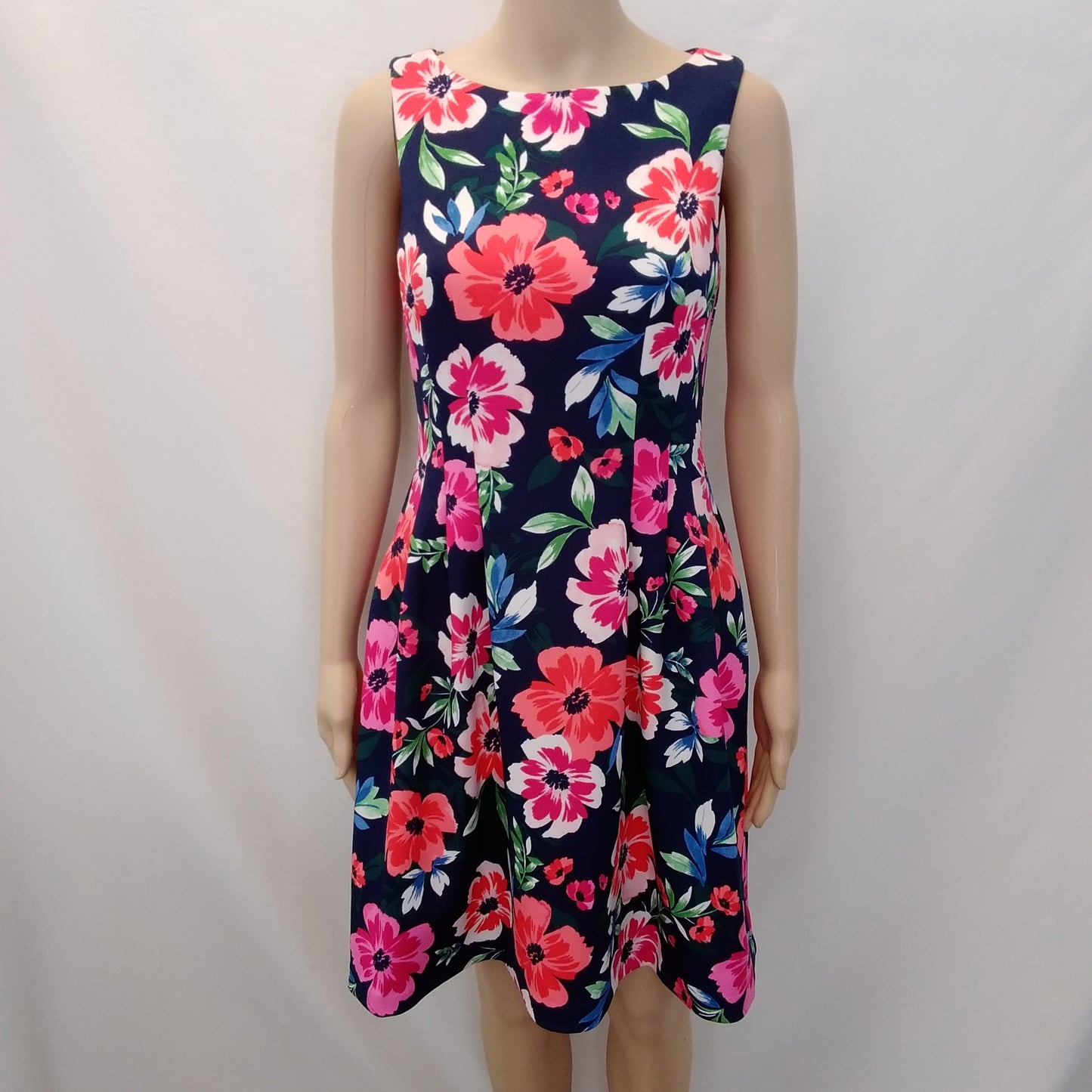 VINCE CAMUTO navy pink floral Sleeveless Dress - 4