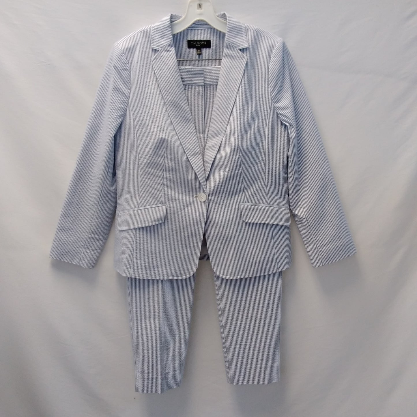 NWT - Talbots Petite Women's Blue Striped Blazer and Pants - Pants size: 10 Blazer size: 12