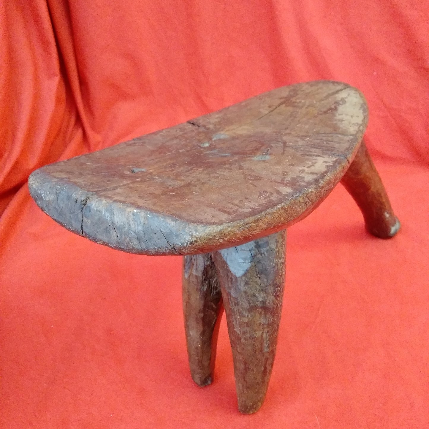 Antique - Tribal Hand Carved 3 Legged Wood Headrest