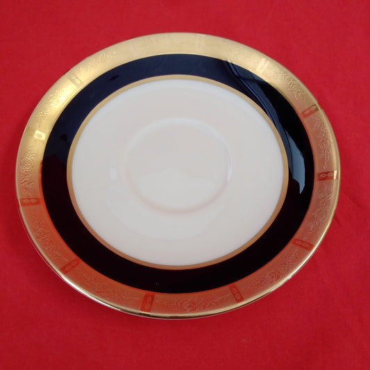 Vintage - Flintridge China Black/Gold Georgian Rose Saucer