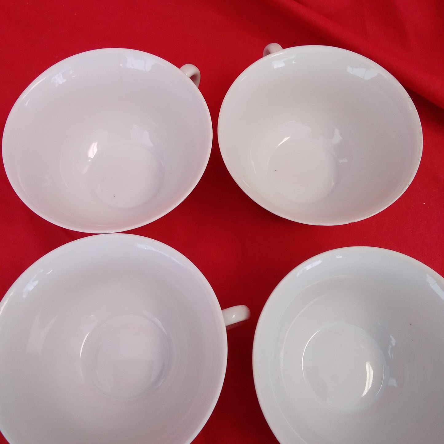 Vintage - set of 6 - Josef Lenhart (JLS) Red and White Tea cups and snack trays