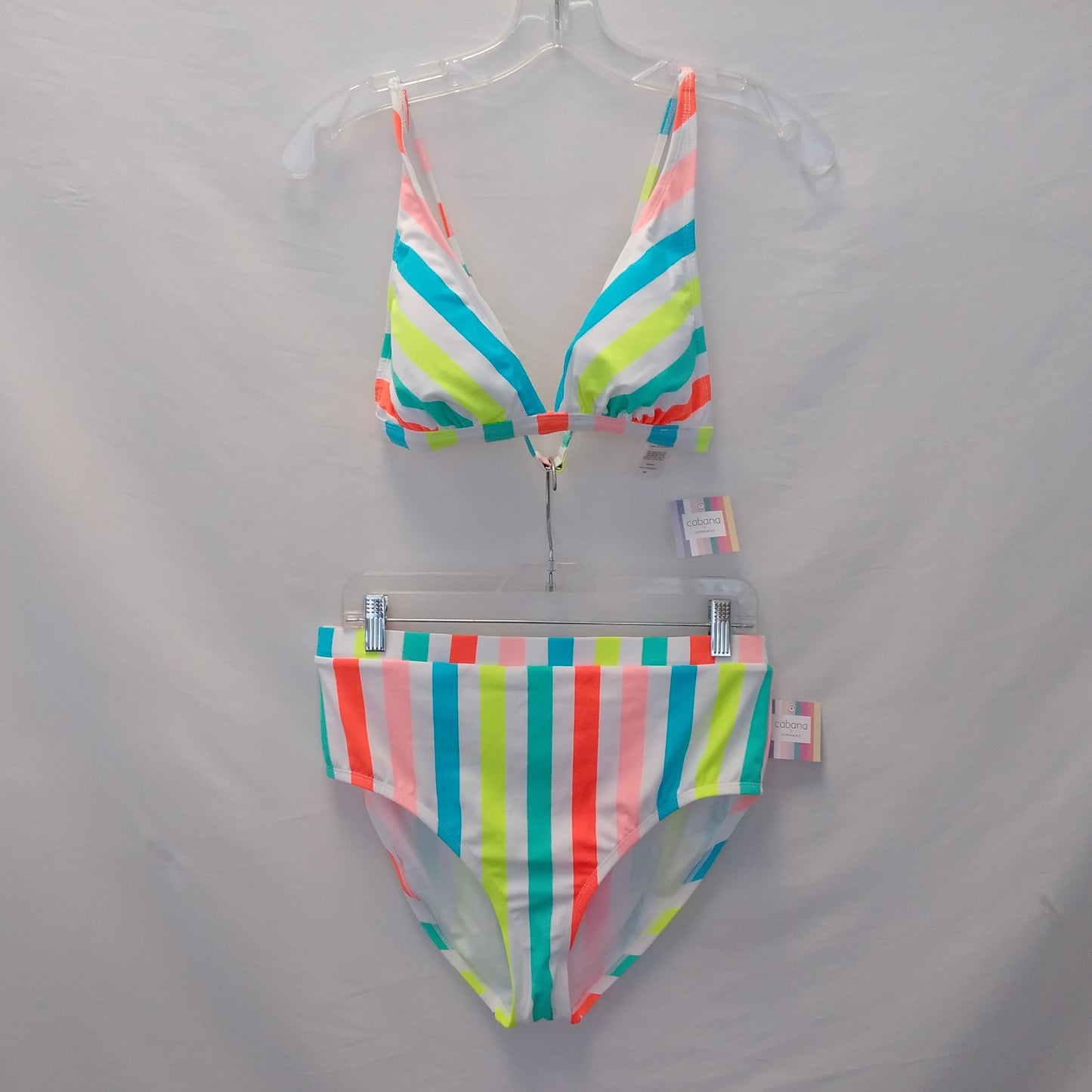 NWT - Cabana by Crown & Ivy Multicolored Striped Bikini - Size: XL
