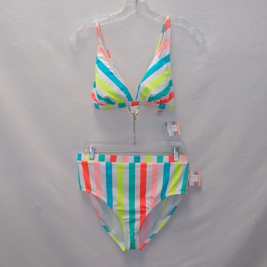 NWT - Cabana by Crown & Ivy Multicolored Striped Bikini - XL