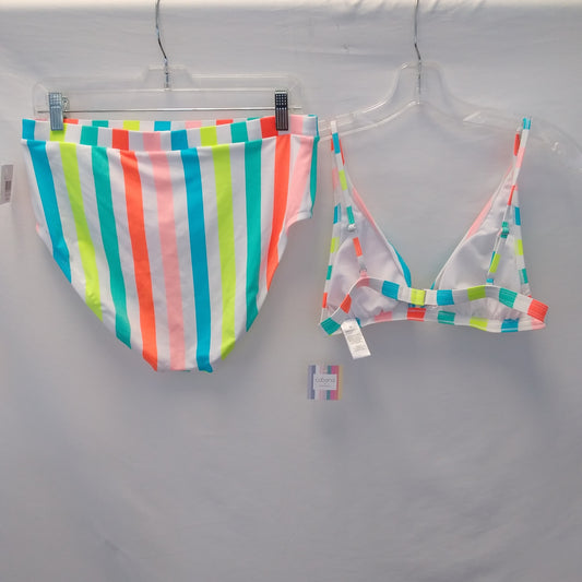 NWT - Cabana by Crown & Ivy Multicolored Striped Bikini - XL