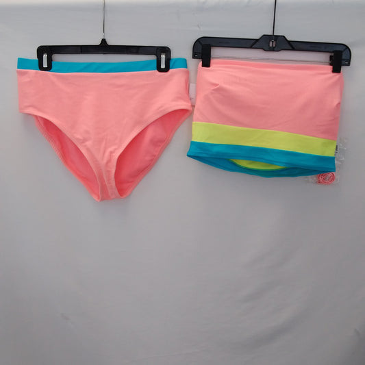 NWT - Cabana by Crown & Ivy Pink Blue Strapless Bikini - XL