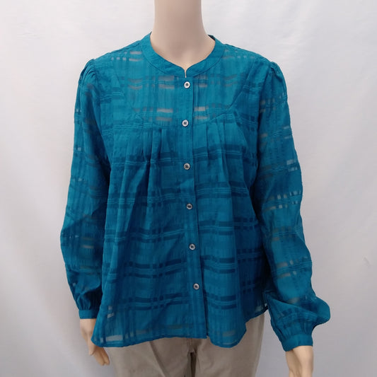 NWT - ANTHROPOLOGIE CURRENT AIR blue Tonya Buttondown Blouse - S