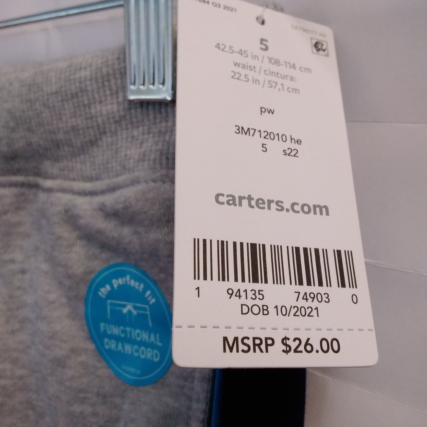 NWT - Carter's Heather Gray Hooded Sweatshirt & Pants Set - 5 / 5A