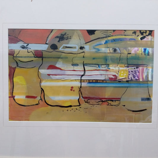 Awesome ~ 21"x13-1/2" Watercolor Painting "Sandstone" Signed by Pat Angevine