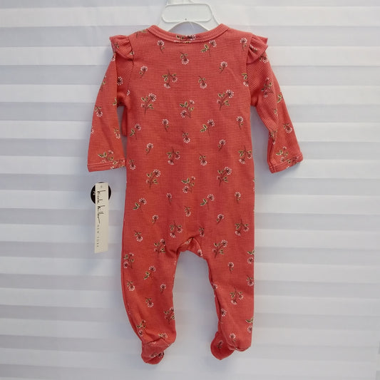 NWT - Nicole Miller Girl's 2pc Rose Thermal Footies - 6/9M