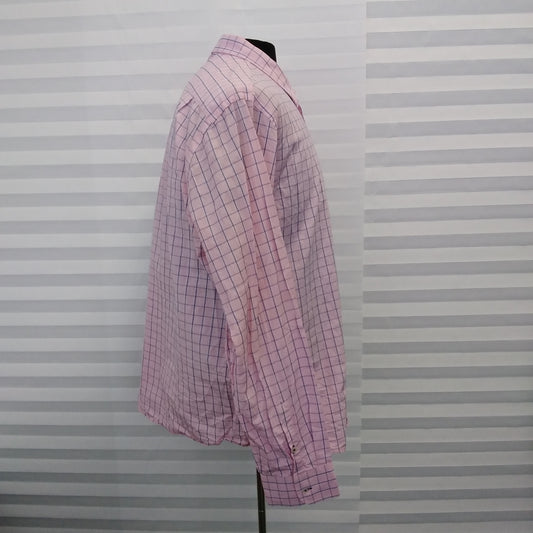 Untuckit Pink Blue Check Long Sleeve Button Up Shirt - XXL