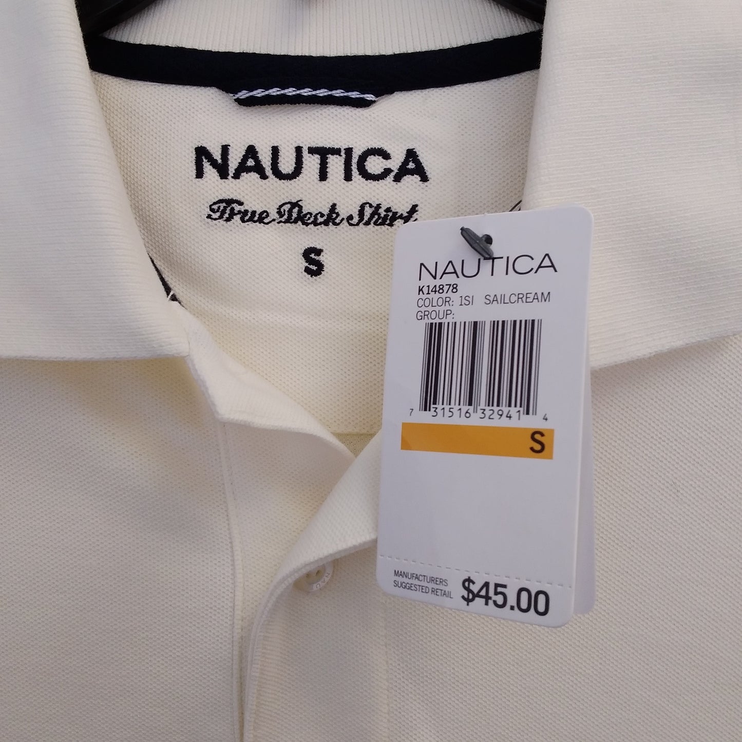 NWT - Nautica yellow Slim Fit Sailcream True Deck Shirt - S