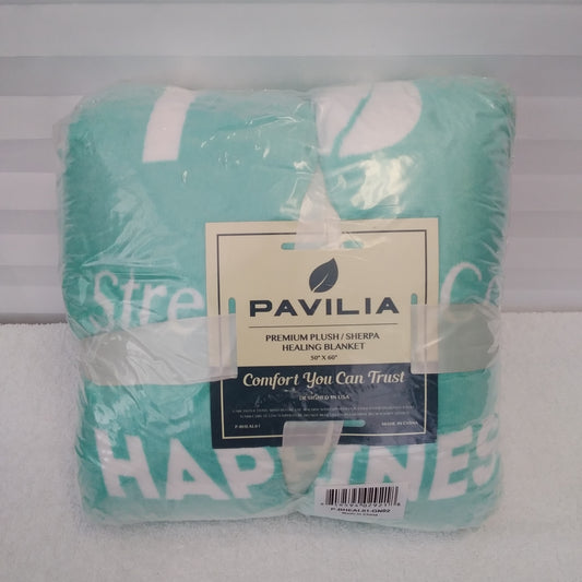 NWT - PAVILIA Mint Green Healing Thoughts Fleece Sherpa Blanket - Size: 50"x60"