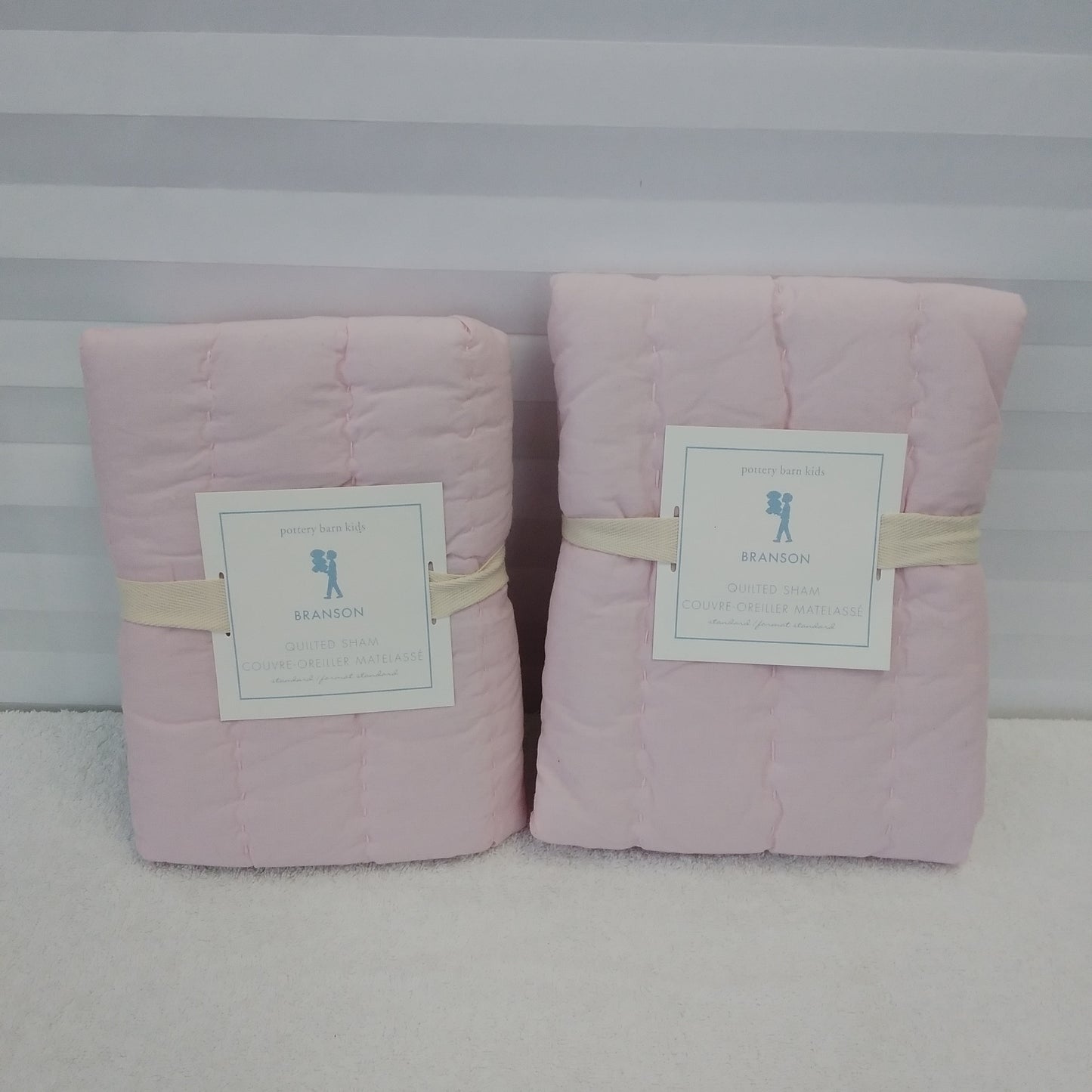 NWT - Set of 2 Pottery Barn kids Branson Pink Quilted Pillow Sham - Standard Size: 20"x26"