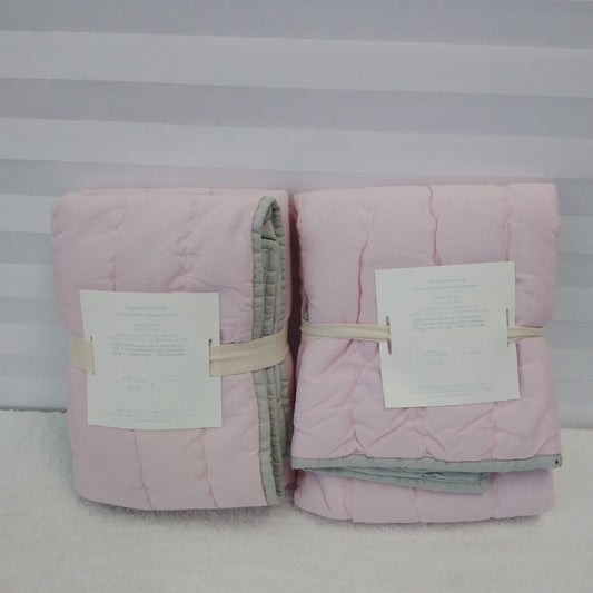 NWT - Set of 2 Pottery Barn kids Branson Pink Quilted Pillow Sham - Standard Size: 20"x26"