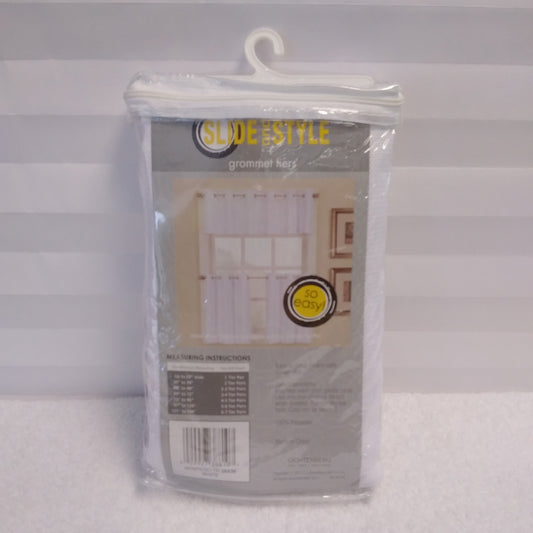 NIB - Lichtenberg Montego White Slide and Style Grommet Tiers Curtain - 56"x36"