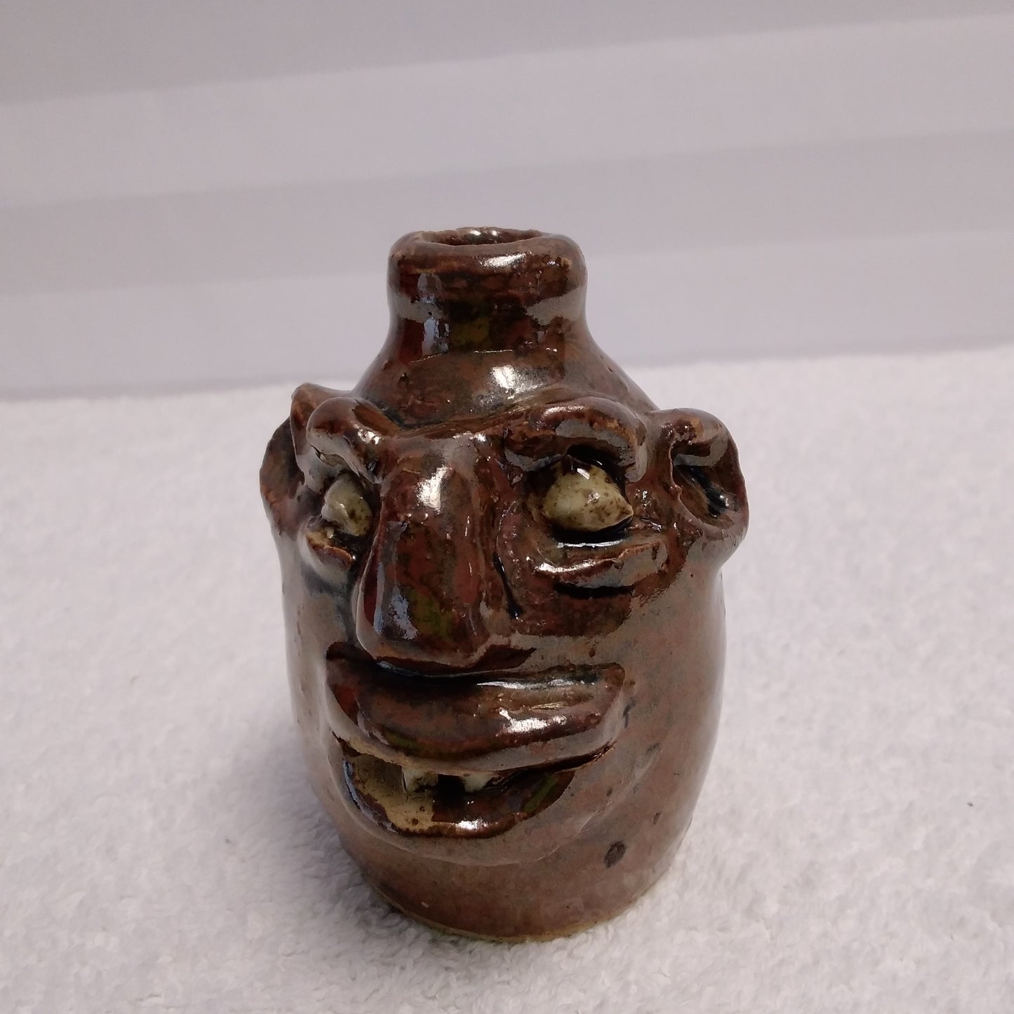 RARE - Vintage Marie Rogers 3-1/4" Mini Face Jug - Jugtown Georgia (1922-2010)