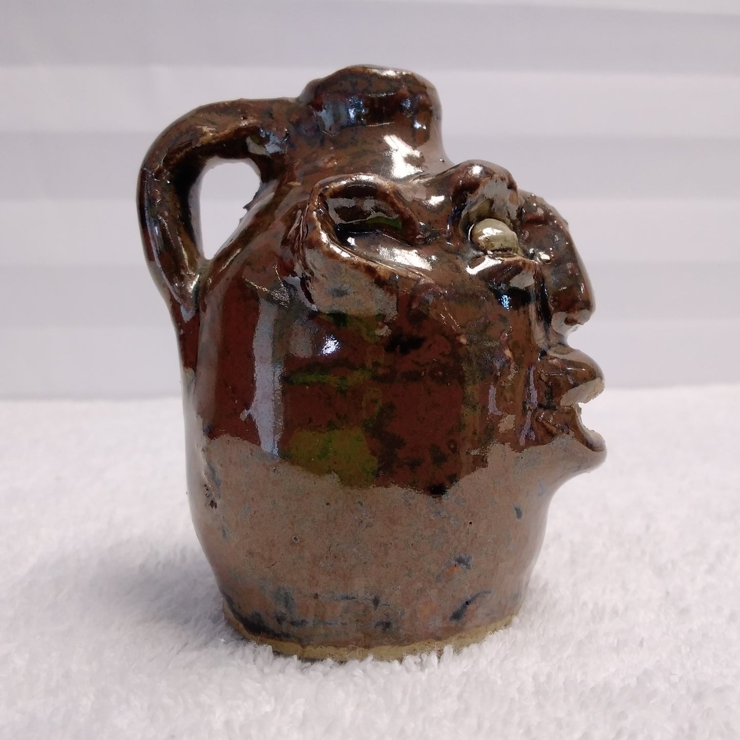 RARE - Vintage Marie Rogers 3-1/4" Mini Face Jug - Jugtown Georgia (1922-2010)