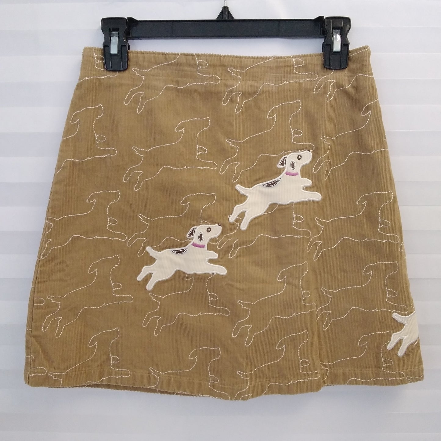 LANDS' END  brown Corduroy Dog Embroidered Skirt - Youth 14