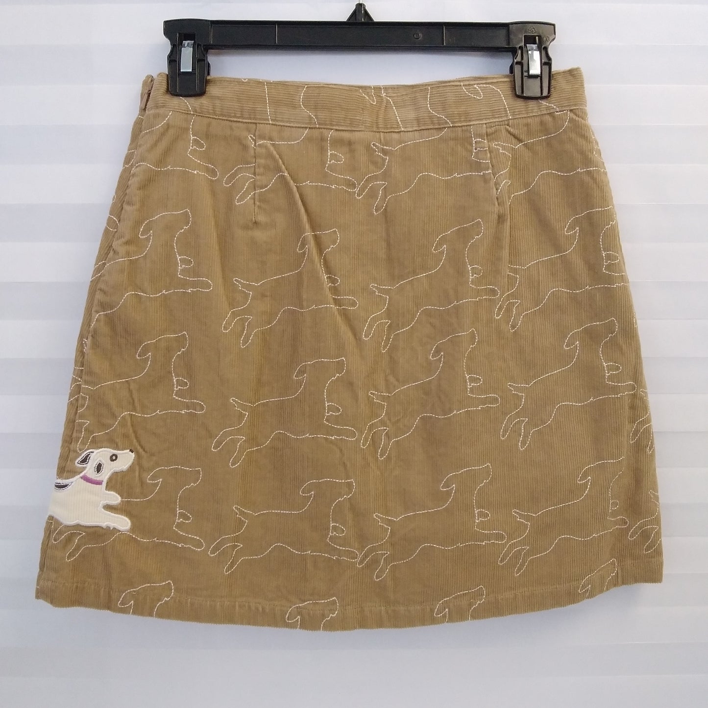 LANDS' END  brown Corduroy Dog Embroidered Skirt - Youth 14