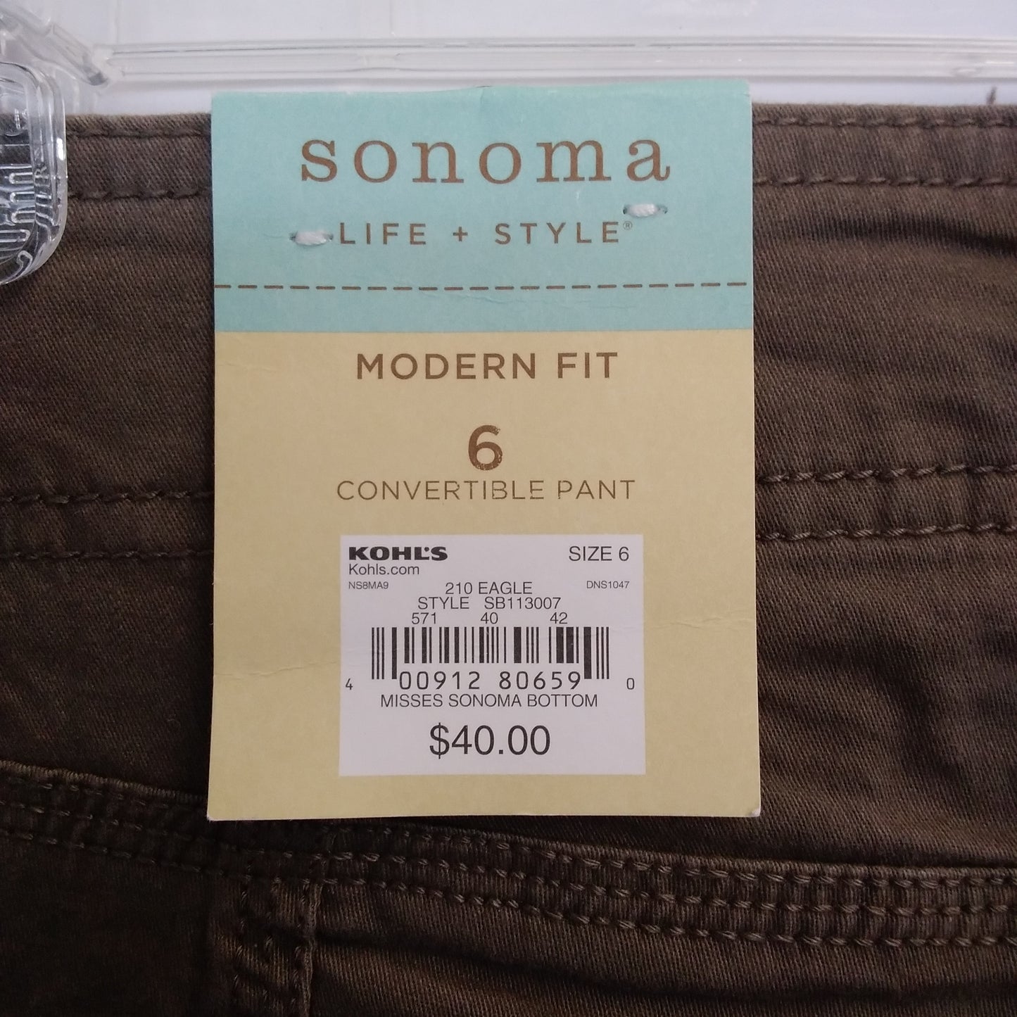NWT - Sonoma Life + Style Misses Brown Convertible Pants - Size: 6