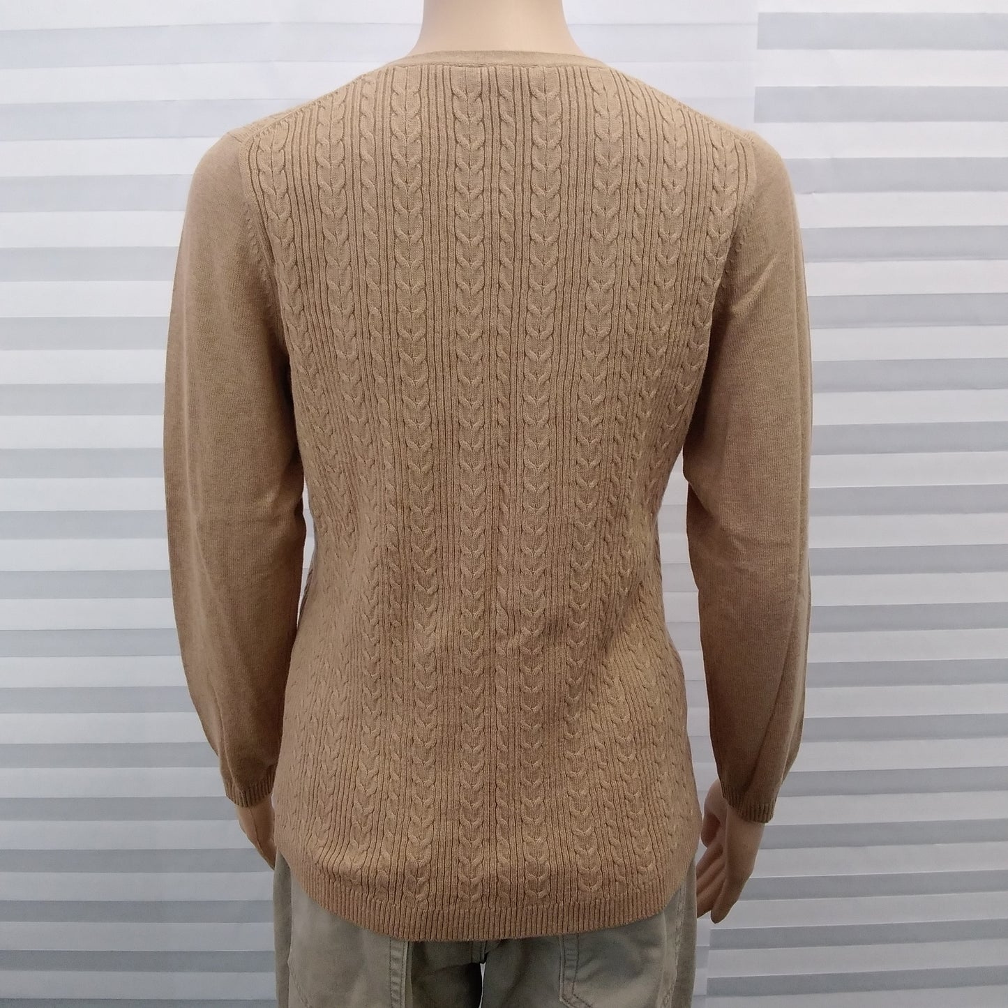NWT - Talbots Petites Brown Lightweight Cableknit V-Neck Sweater - Size: M