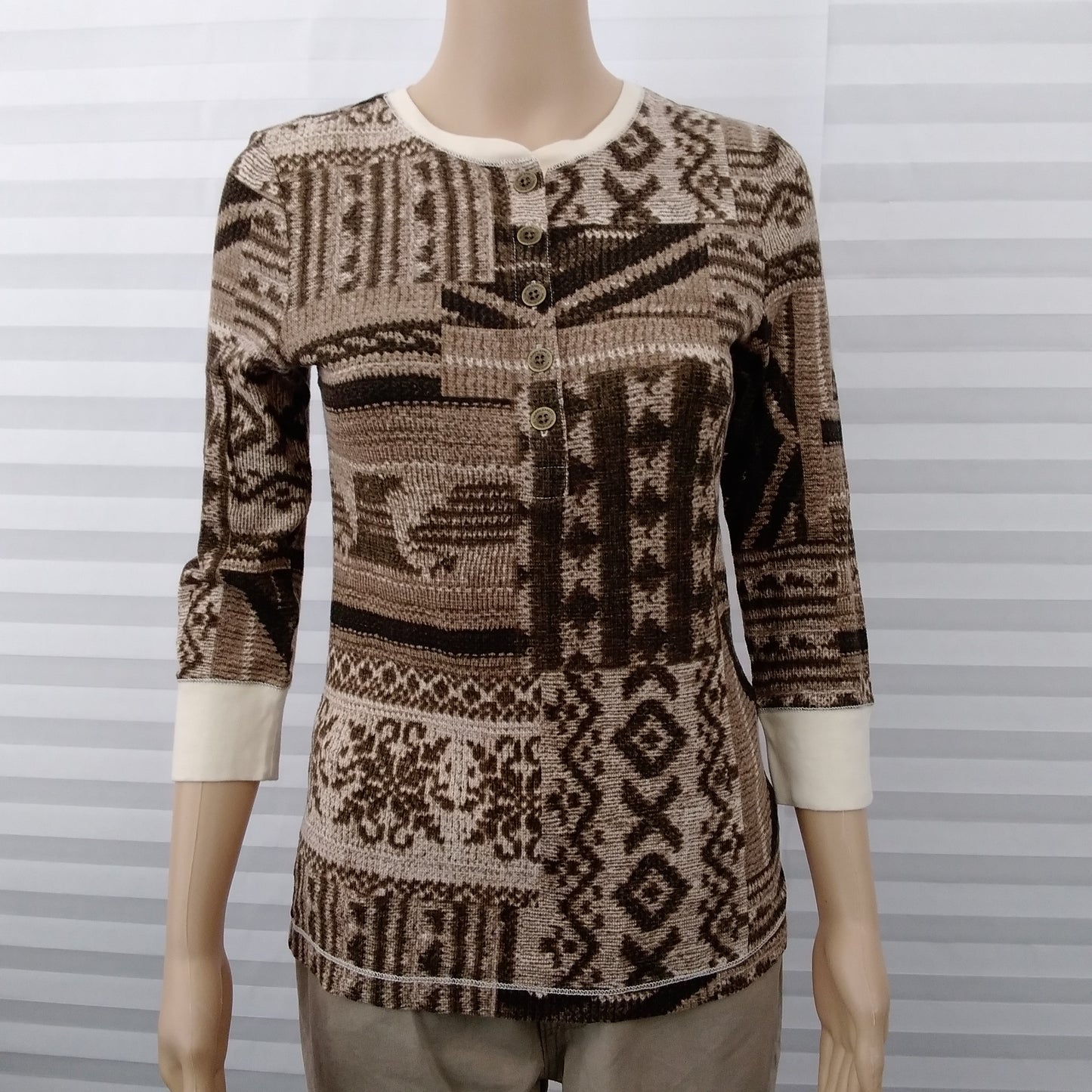 NWT - Ralph Lauren Brown Cotton 3/4 Sleeve Pullover Sweater - S