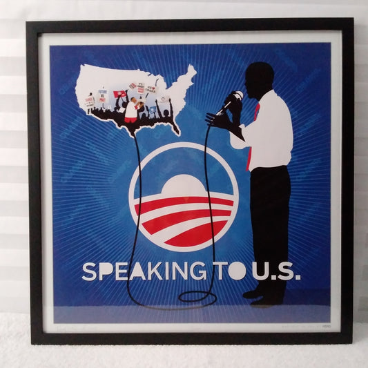 RARE - Obama "Speaking to U.S." 18.5"x18.5" Framed Print - Signed Ray Noland #32/300