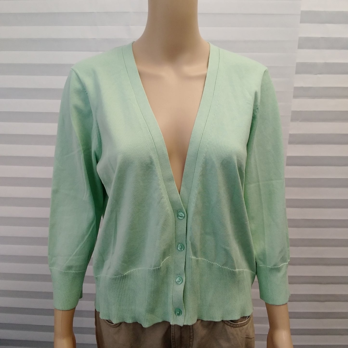 NWT - Pendleton Women's Light Green Silk Blend 3/4 Sleeve cardigan Sweater - Size: XL