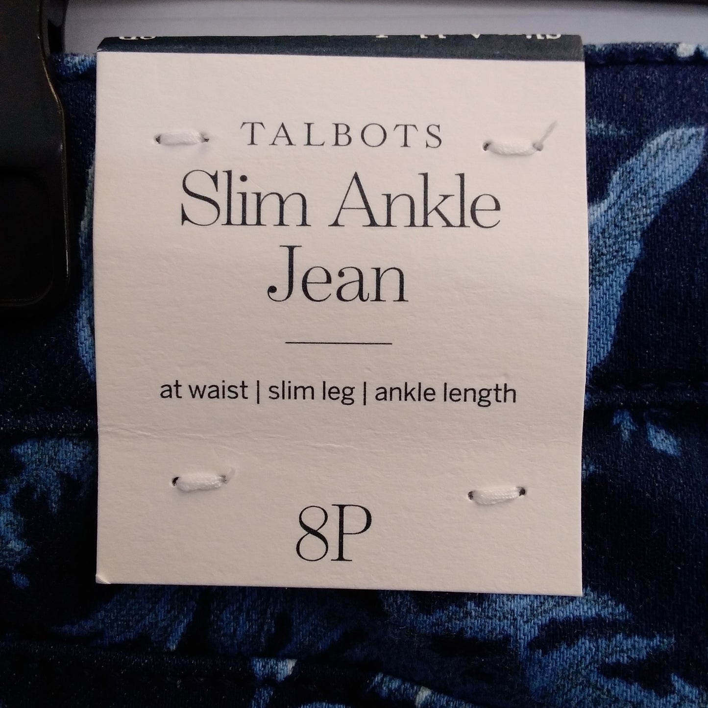 NWT - Talbots Petite Blue Floral Slim Ankle Jeans - 8P