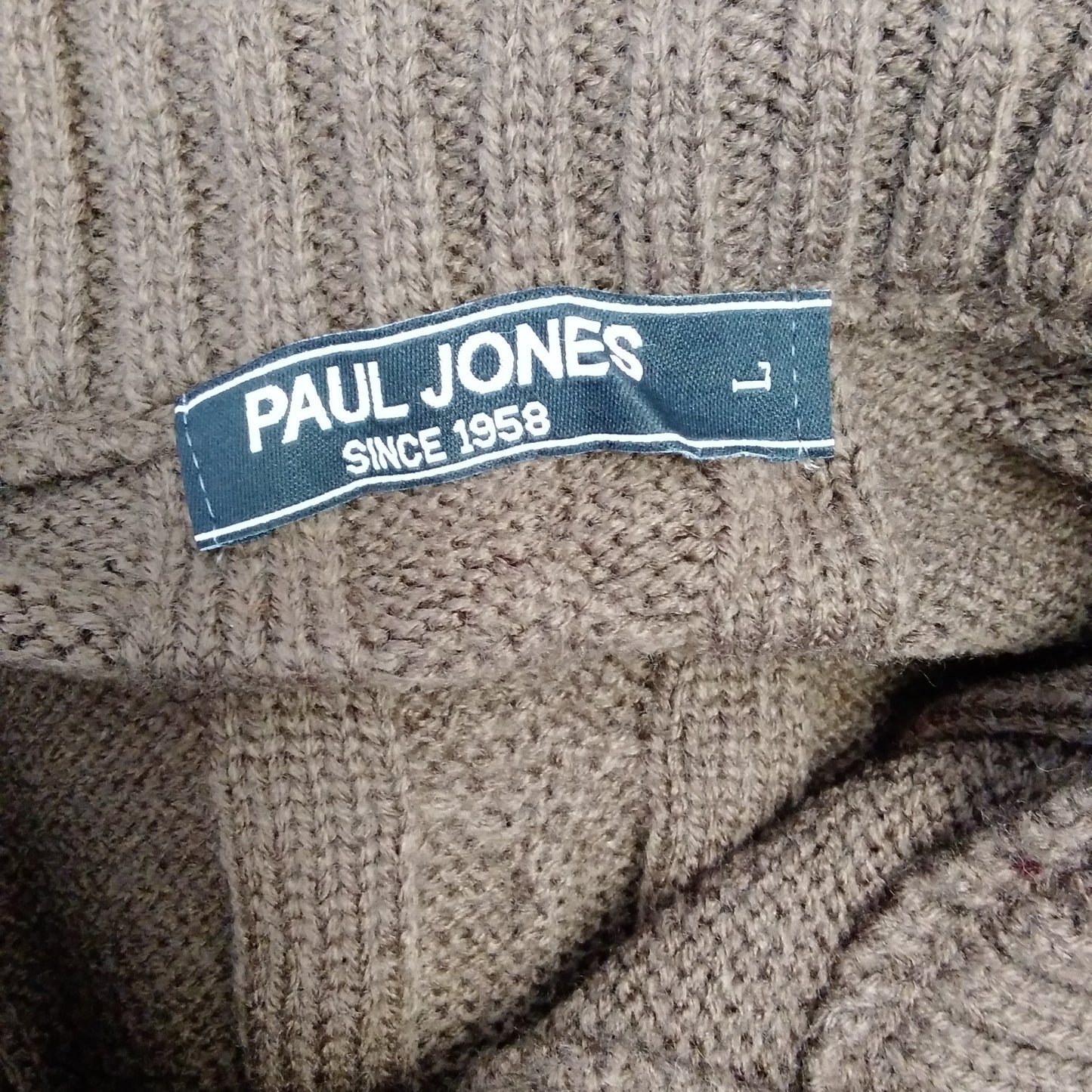 Paul Jones brown Stand Collar Cable Knit Cardigan Sweater - L