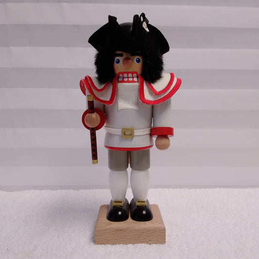 RARE - Signed Christian Ulbricht Nutcracker Wearing a White Jacket with Red Trim Holding a Flute