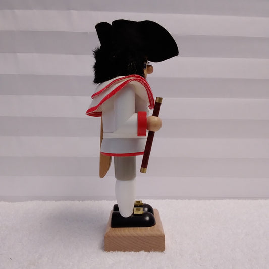RARE - Signed Christian Ulbricht Nutcracker Wearing a White Jacket with Red Trim Holding a Flute
