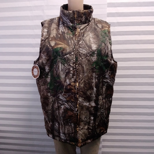 NWT - Realtree bark midnight camo Quilted Reversible Vest - L