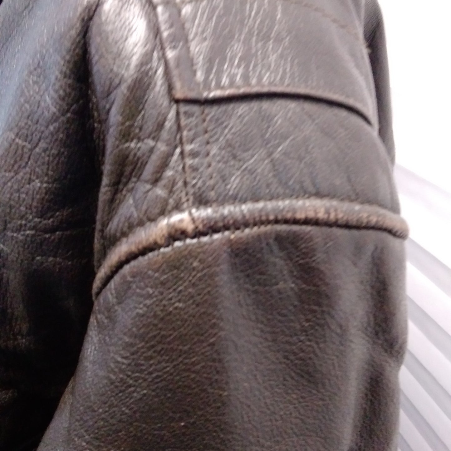 Perry Ellis Brown Leather Coat Jacket - L