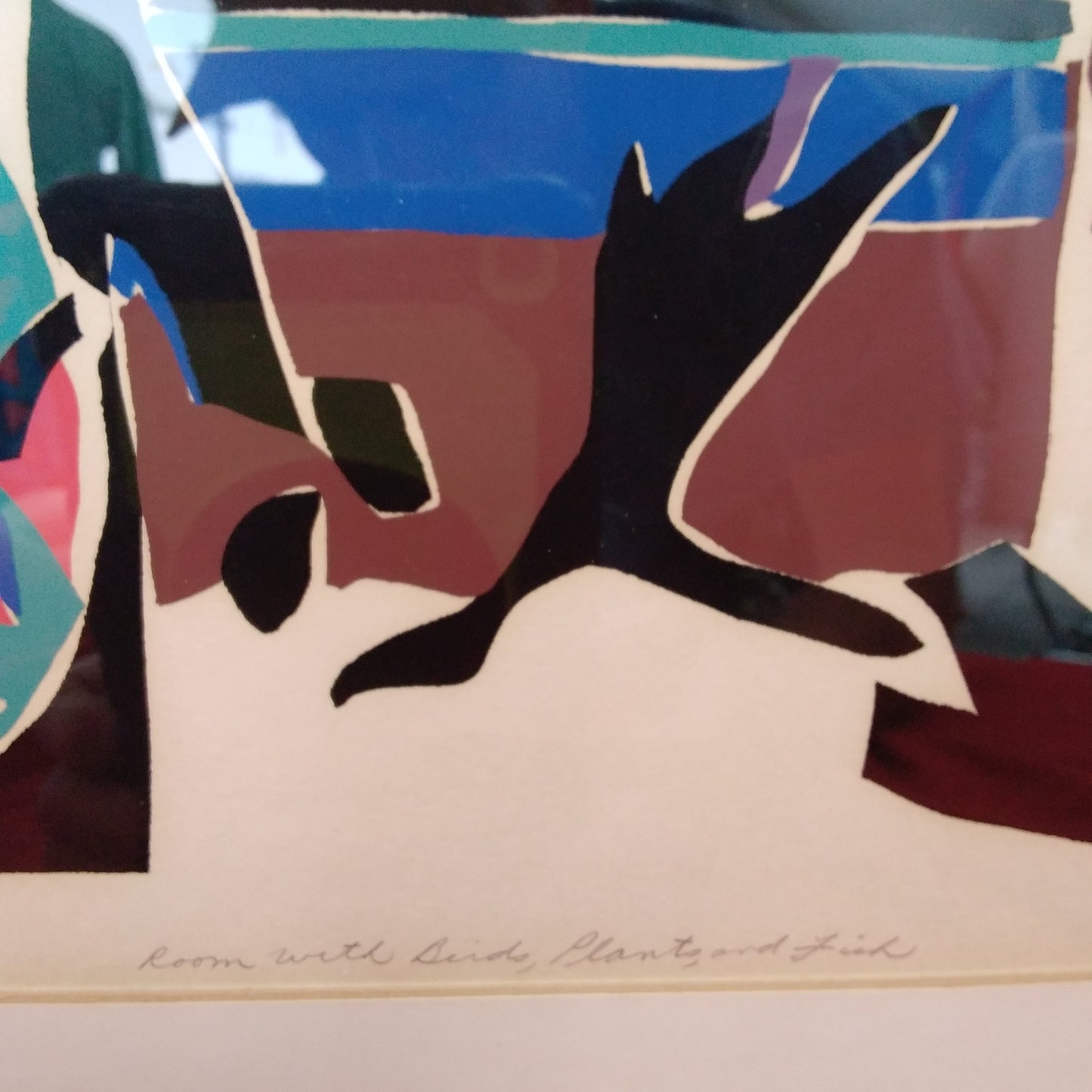 1979 Nan Hass Feldman "Room with Birds, Plants, and fish" Signed Serigraph #3/22
