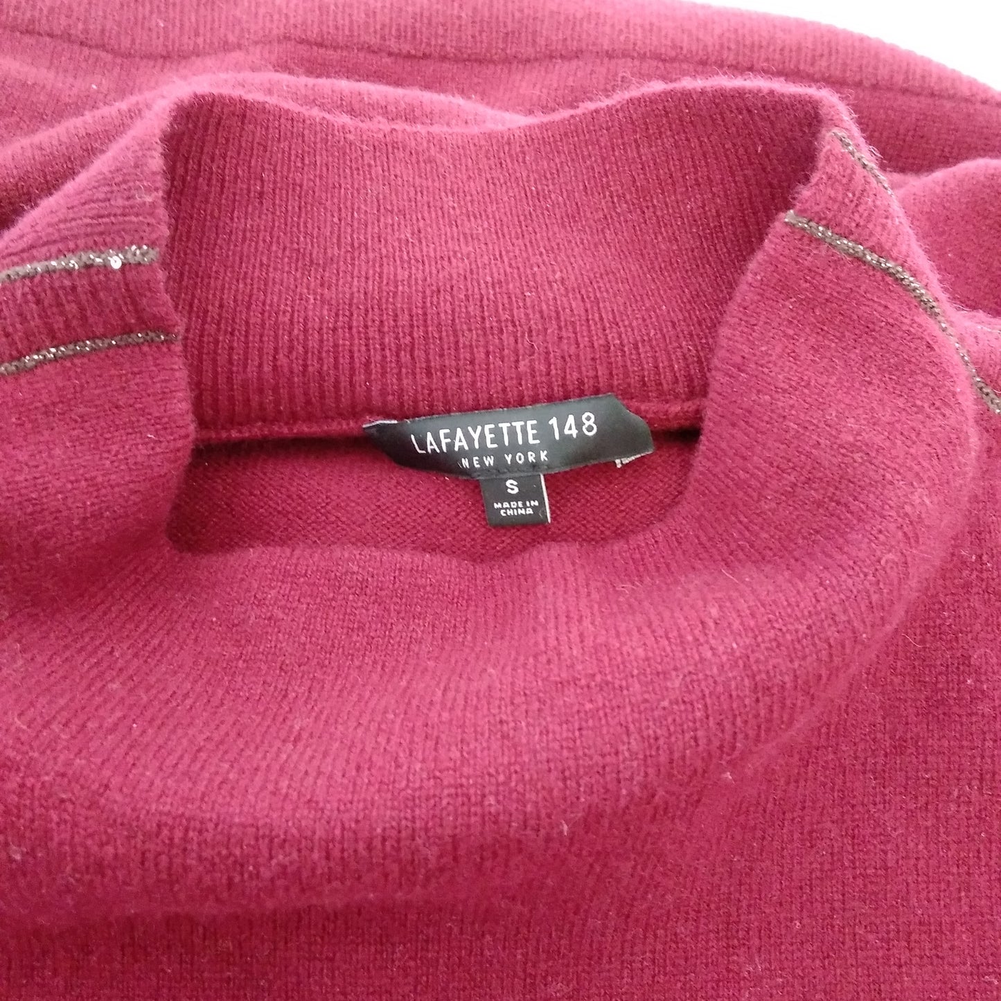 Lafayette 148 Burgundy Sleeveless Mock Neck Cashmere Sweater - Size: S