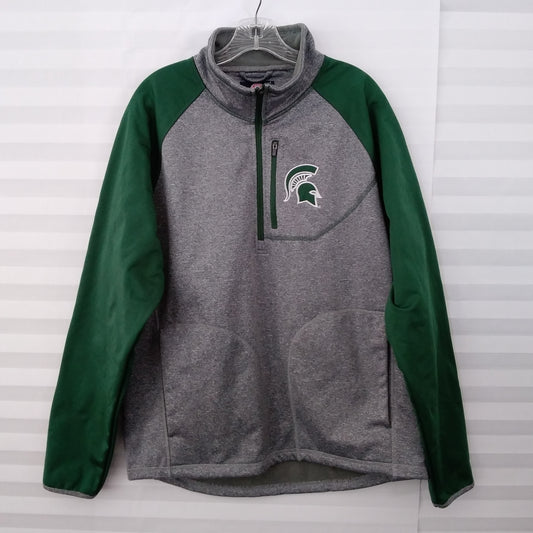 NWT - Carl Banks grey green Michigan State Spartans 1/2 Zip Jacket - L