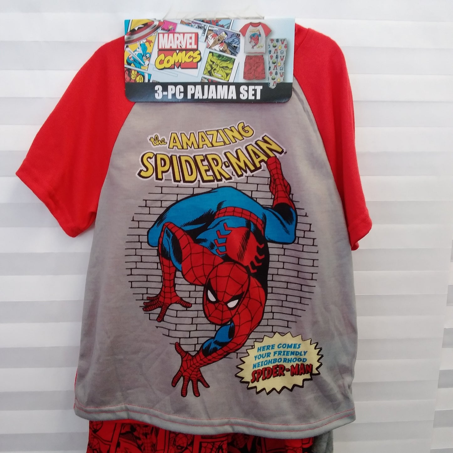 NWT - Marvel Comics Spider-Man 3 Piece Pajamas Set - 8