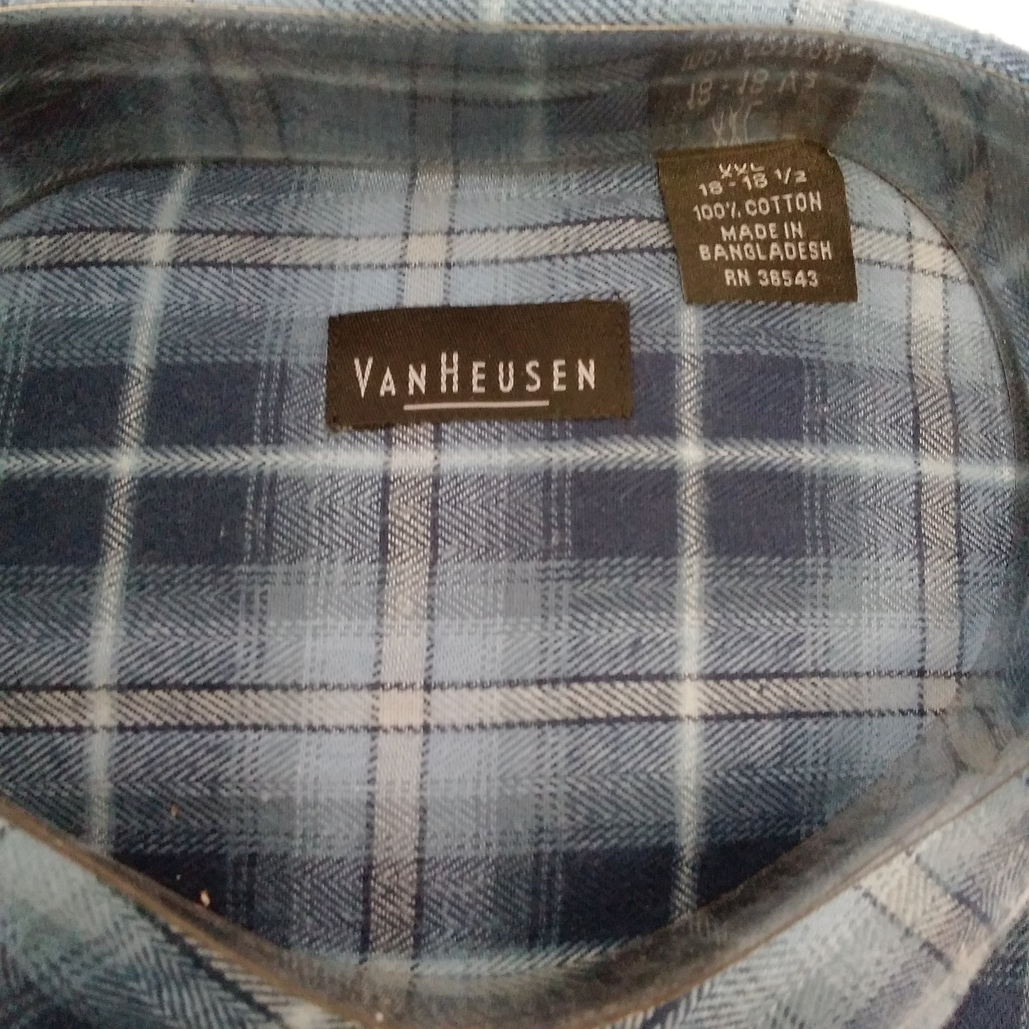 NWT - Van Heusen Men's Blue Plaid Flannel Long Sleeve Shirt - XXL