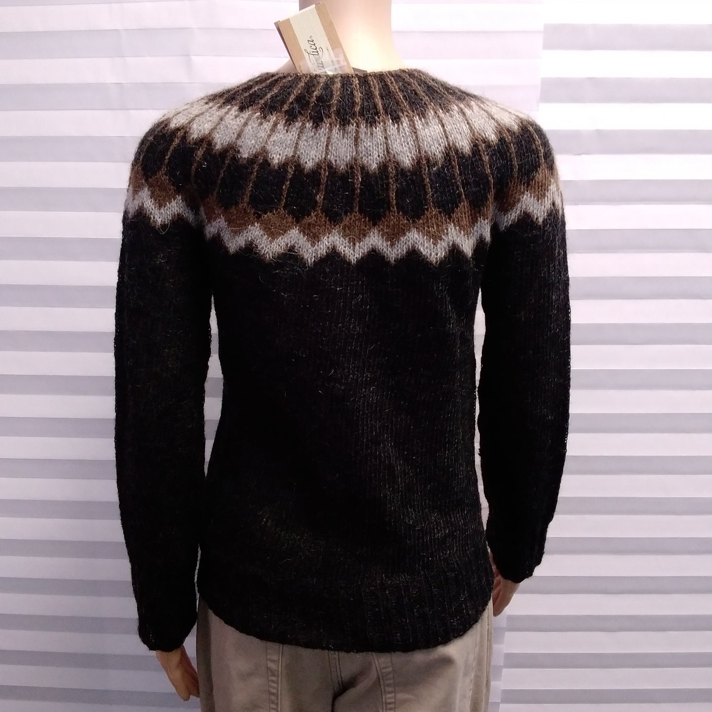 NWT - Vintage Icelandica Black Brown Fifa Cardigan Sweater - S/M