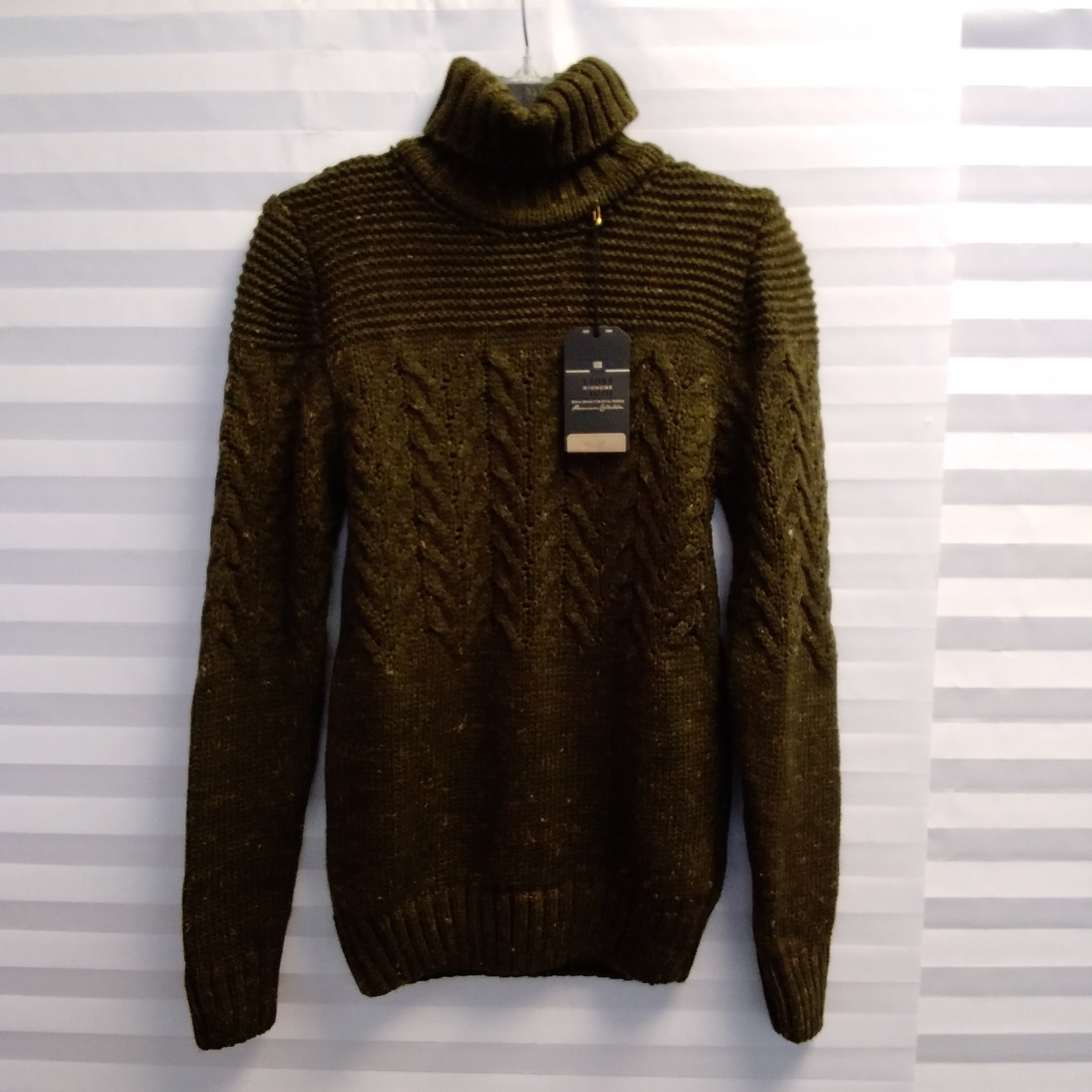 HSM Hart Schaffner Marx Green Cableknit Turtleneck Sweater M CommunityWorx Thrift Online