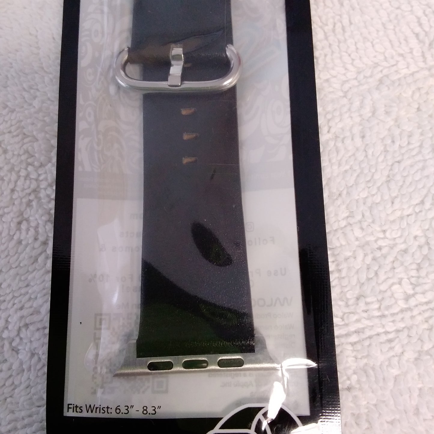 NWT - Waloo Apple Watch Black Leather Grain Replacement Band 42/44mm