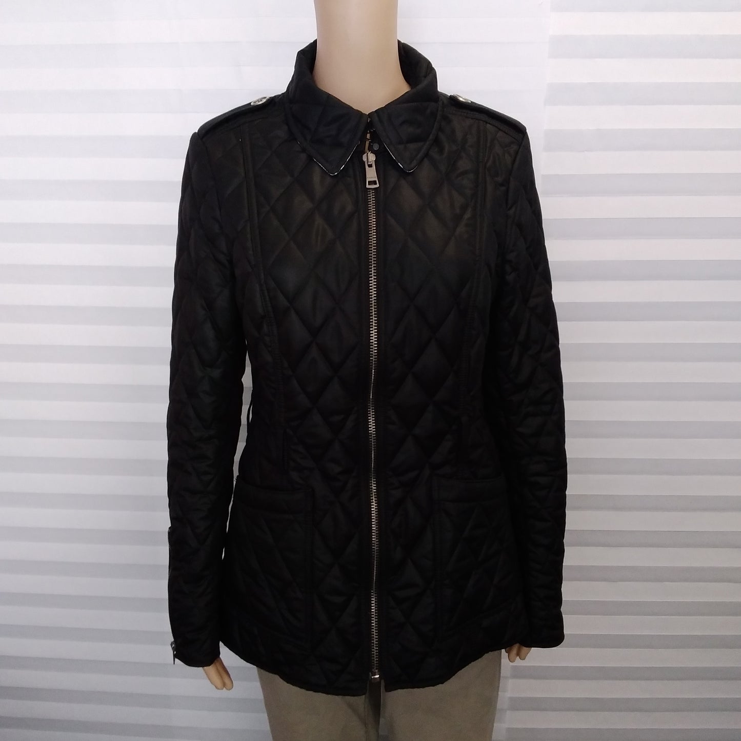 Burberry Brit Women's Black Diamond Quilted Check Lined Jacket