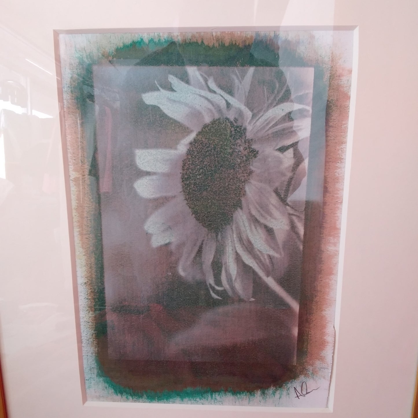Framed "Sunflower 3" Gum Bichromate Photograph by Alan Dehmer