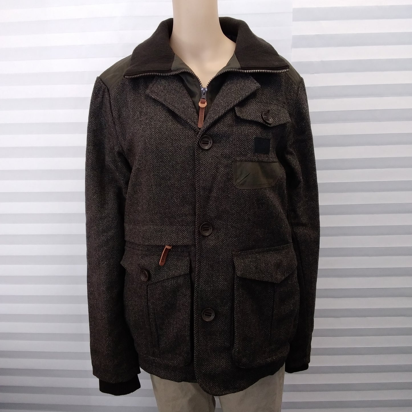 NWT RETRO - Third & Army Co. Charcoal Grey Insulated Tweed Jacket - S