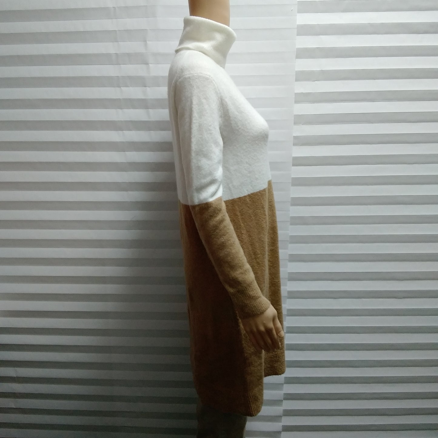 NWT - J. CREW white brown Turtleneck Sweater Dress - XS