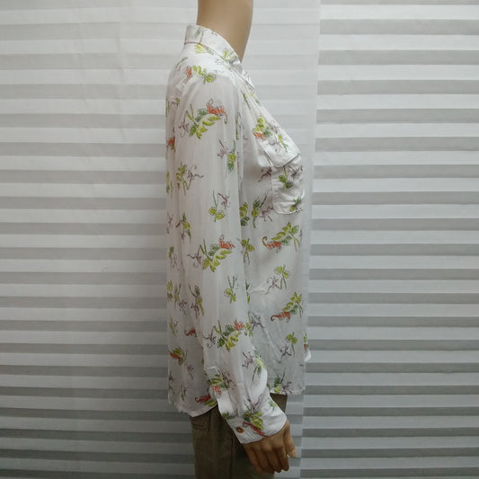NWT - Maeve Anthropologie Ivory Safari Animal Print Shirt - 4