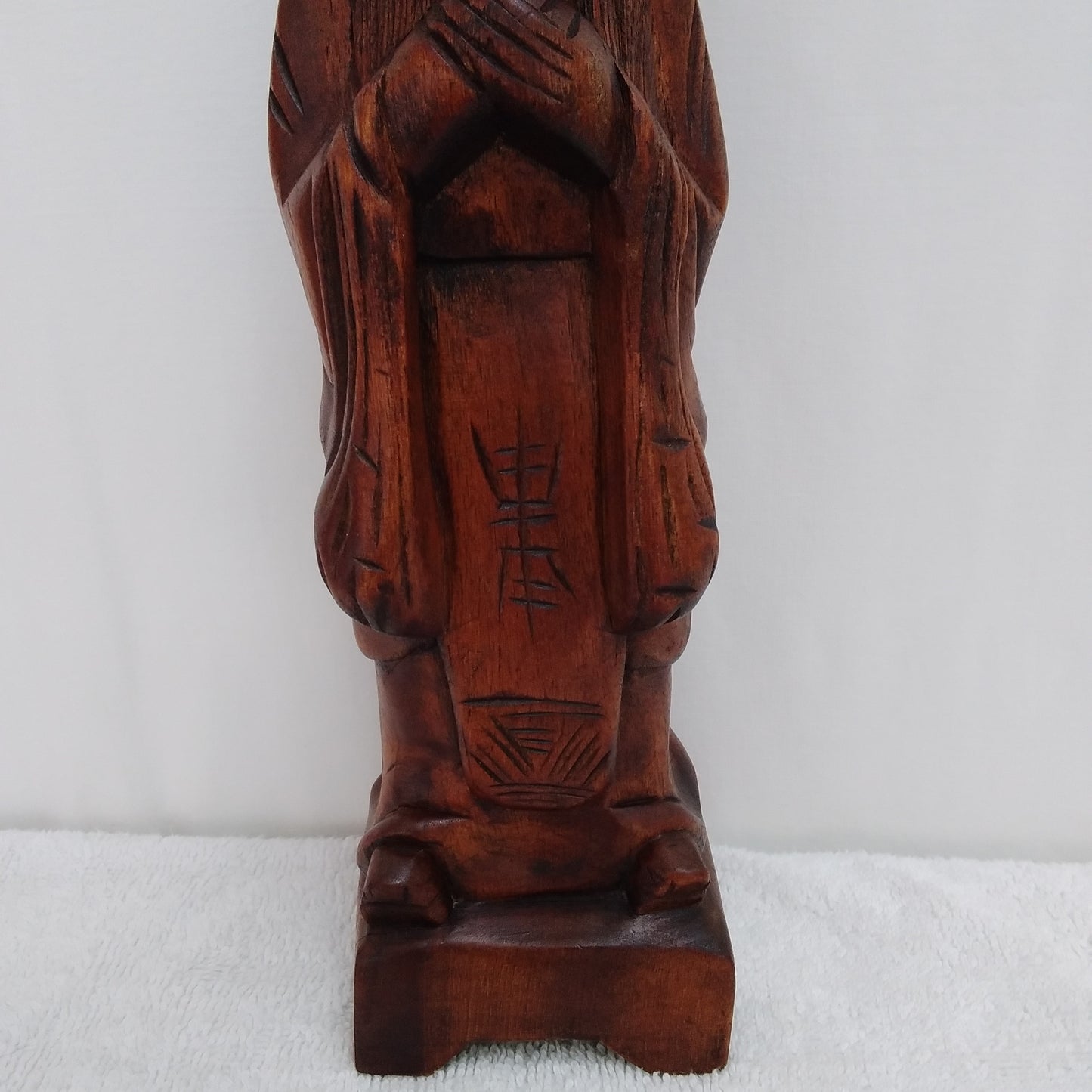 Vintage Hand Carved Wooden "Chinese Philosopher Confucius Thinking" 12" Figurine