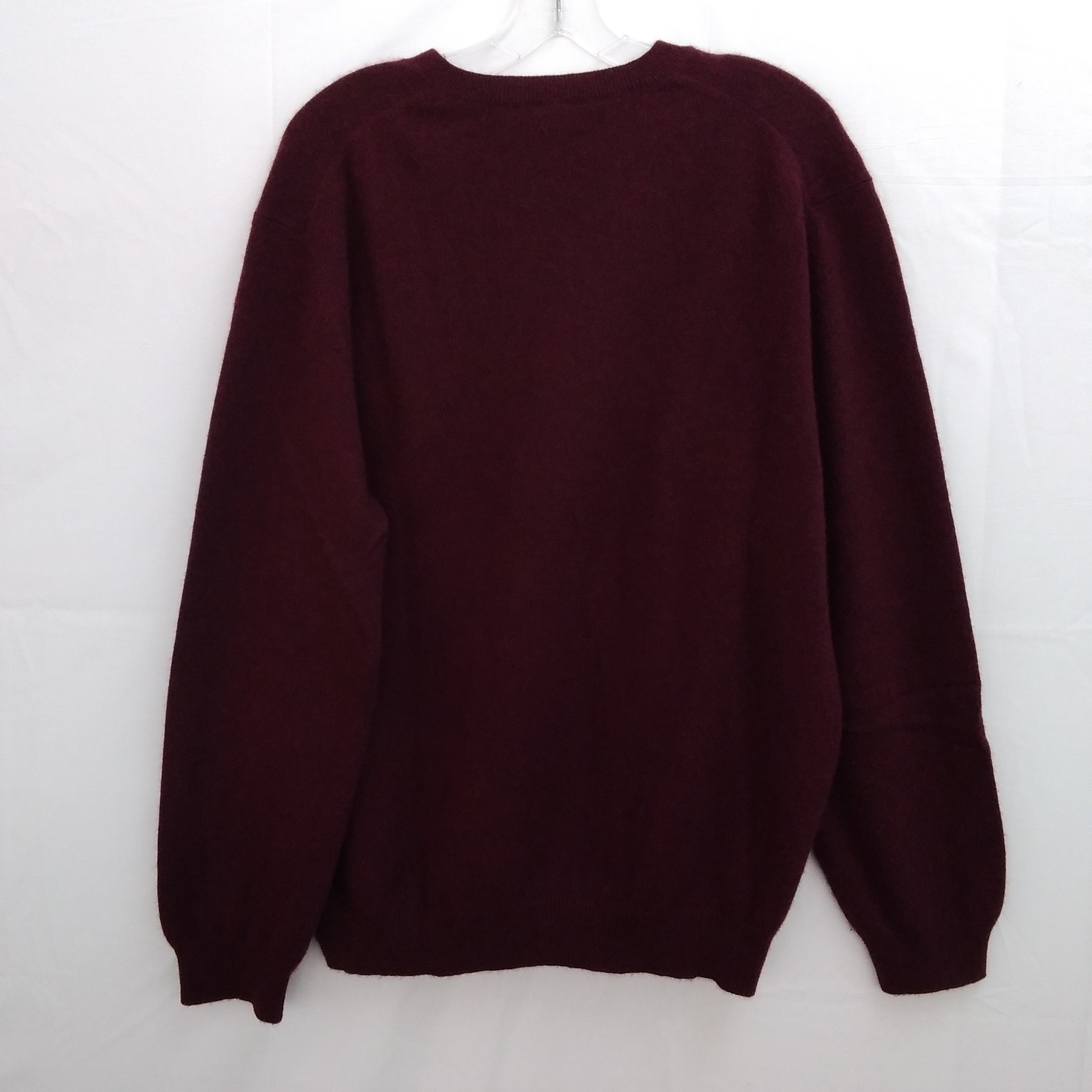 Vintage 90s Lands' End burgundy Cashmere V-Neck Sweater - L (42-44)